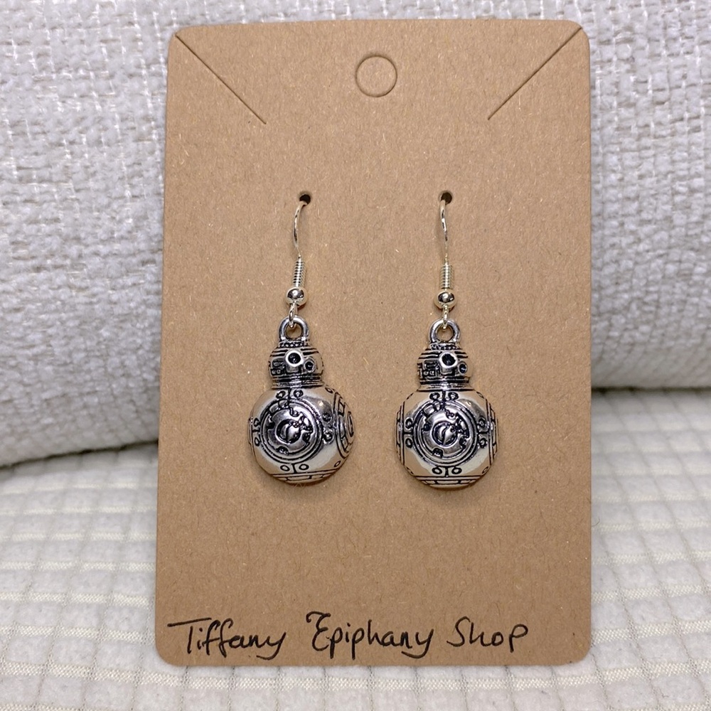 Silver Disney’s Star Wars inspired BB8 Droid Hypoallergenic Earrings New